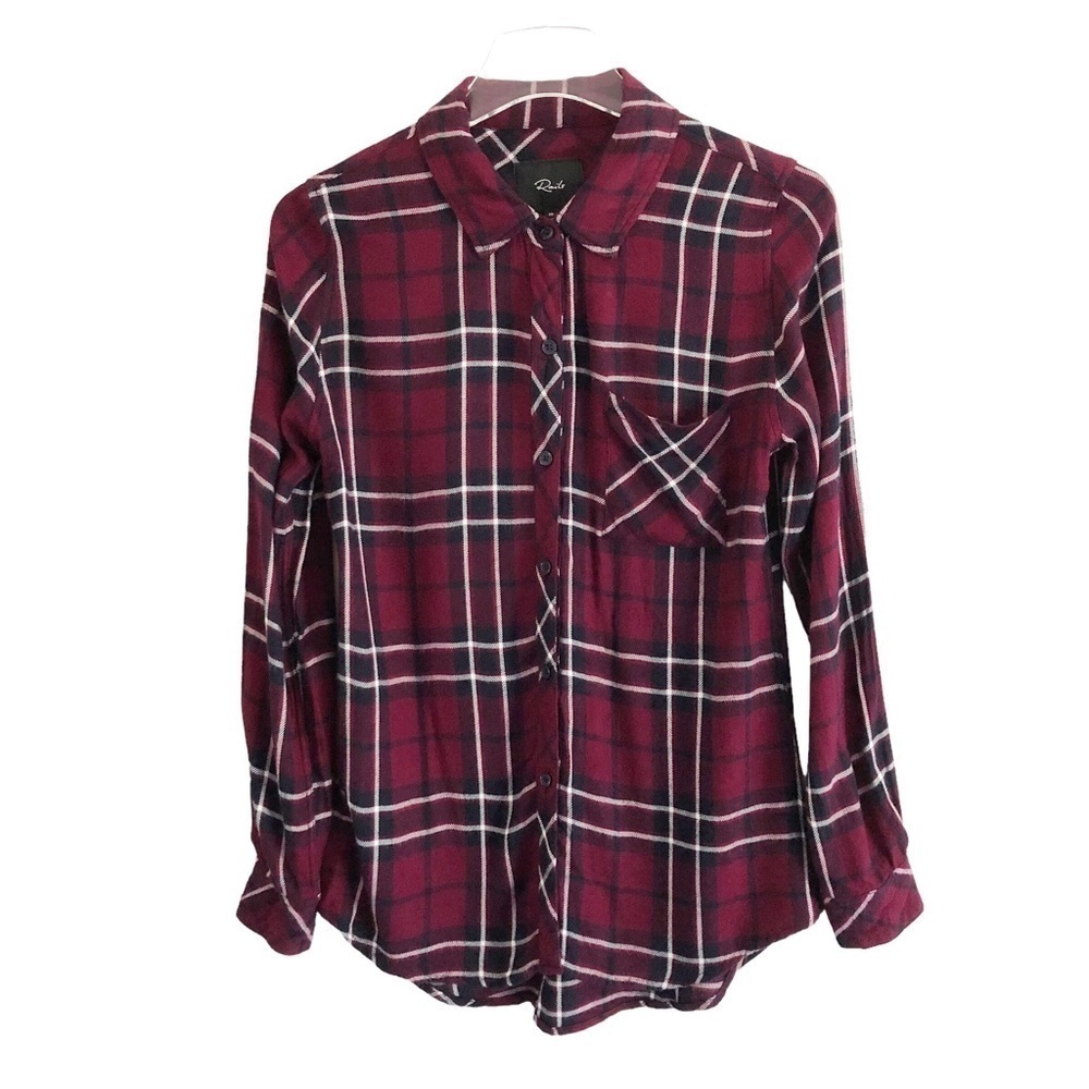 Rails Hunter Button Front Burgundy Plaid Long Sle… - image 3